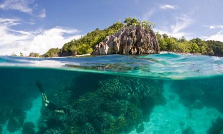 Snorkeling at Raja Ampat, in Indonesian New Guinea.
